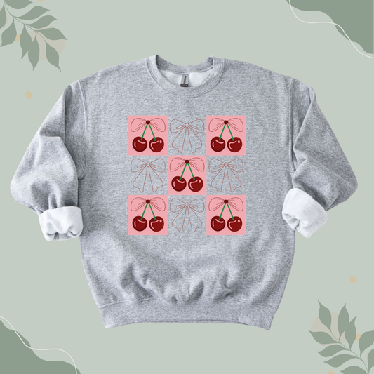 Coquette Cherry Bow Sweatshirt