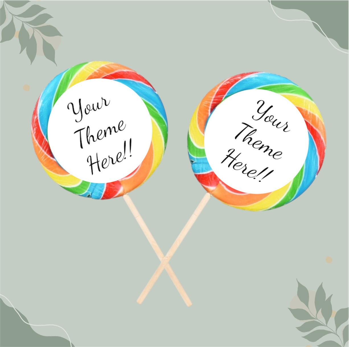 Customizable Party Lollipop – 4” Flat Round with Custom Sticker